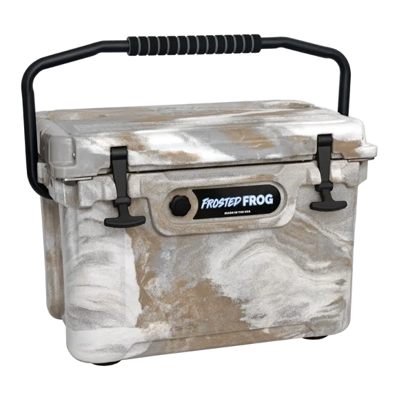 USA Made Frosted Frog Gray Sand and White 20 Quart Ice Chest Heavy Duty High Performance Roto-Molded Cooler