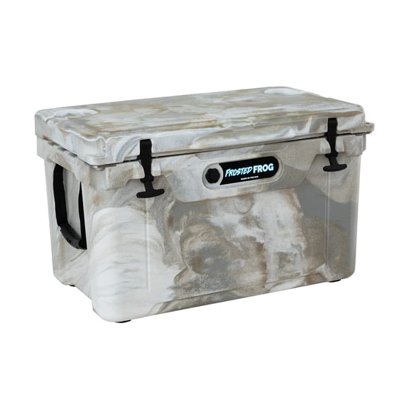 USA Made Frosted Frog Gray Sand and White 45 Quart Ice Chest Heavy Duty High Performance Roto-Molded Cooler