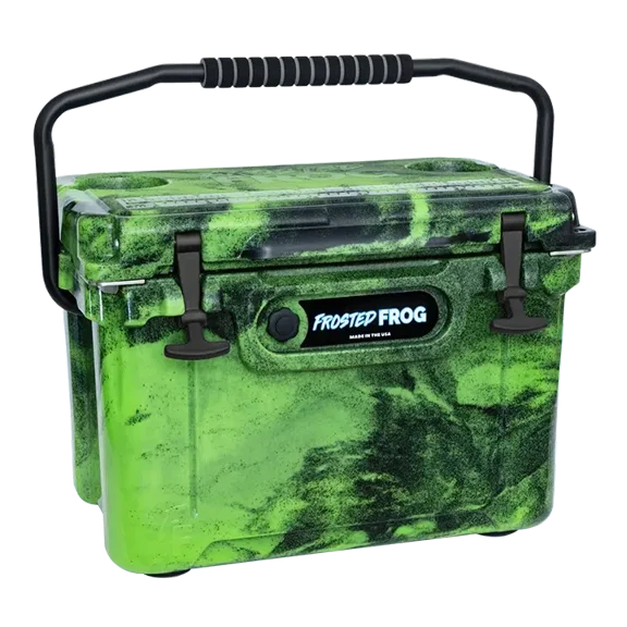 USA Made Frosted Frog Green and Black 20 Quart Ice Chest Heavy Duty High Performance Roto-Molded Cooler