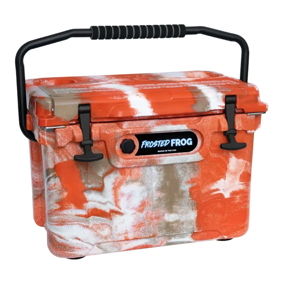 USA Made Frosted Frog Orange Sand and White 20 Quart Ice Chest Heavy Duty High Performance Roto-Molded Cooler