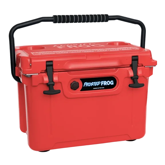 USA Made Frosted Frog Red 20 Quart Ice Chest Heavy Duty High Performance Roto-Molded Cooler