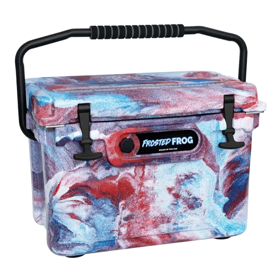 USA Made Frosted Frog Red White and Blue 20 Quart Ice Chest Heavy Duty High Performance Roto-Molded Cooler