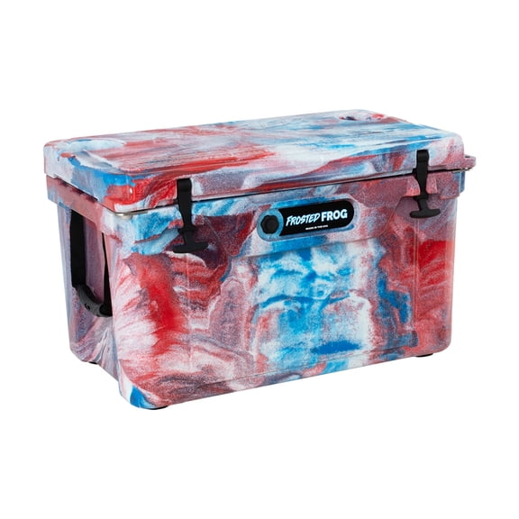 USA Made Frosted Frog Red White and Blue 45 Quart Ice Chest Heavy Duty High Performance Roto-Molded Cooler