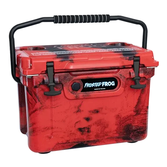 USA Made Frosted Frog Red and Black 20 Quart Ice Chest Heavy Duty High Performance Roto-Molded Cooler