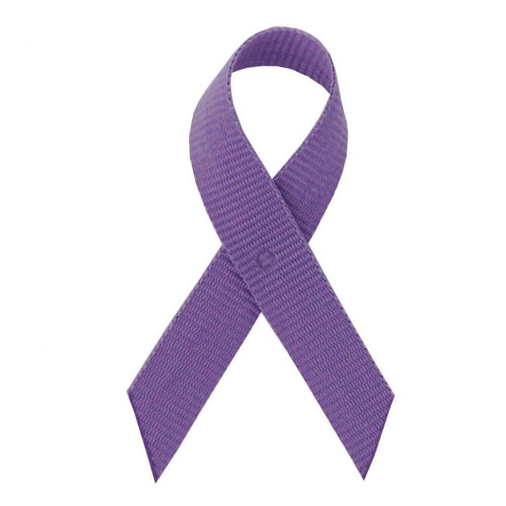 USA Made Lavender Grosgrain Awareness Ribbons - Bag of 125 Lapel Ribbons w/ Safety Pins (Many Colors Available) (Pin Already Attached)