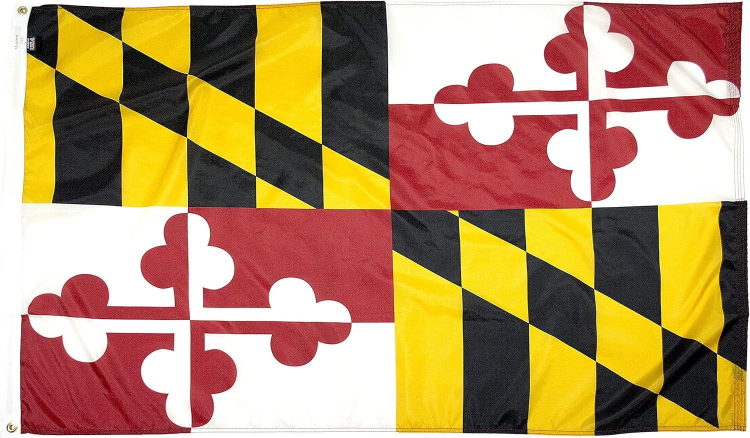3'x5' Maryland State Flag – 200D Nylon, Includes Clips, Made In China
