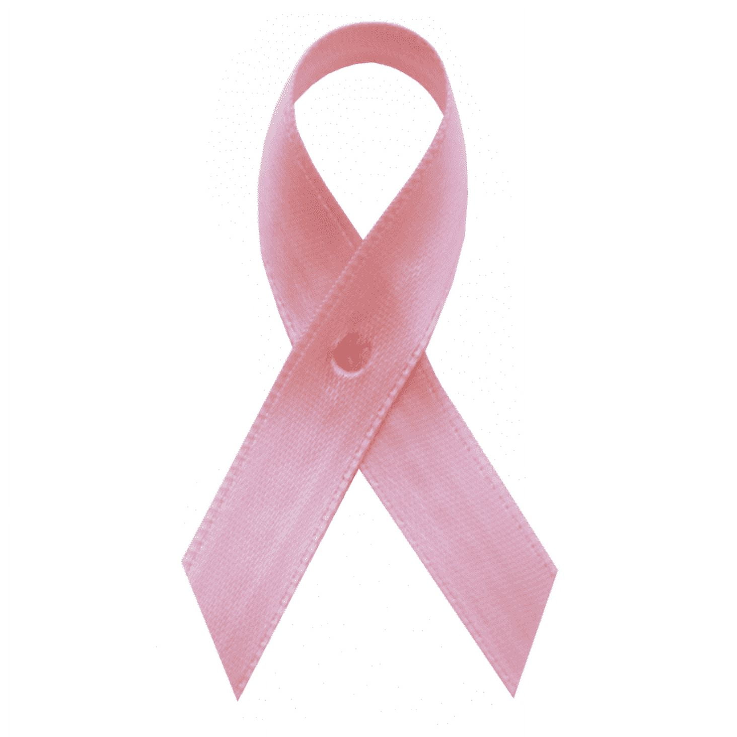 USA Made Pink Satin Awareness Ribbons - Bag of 125 Fabric Ribbons w/ Safety Pins (Many Colors Available) (Pin Already Attached)