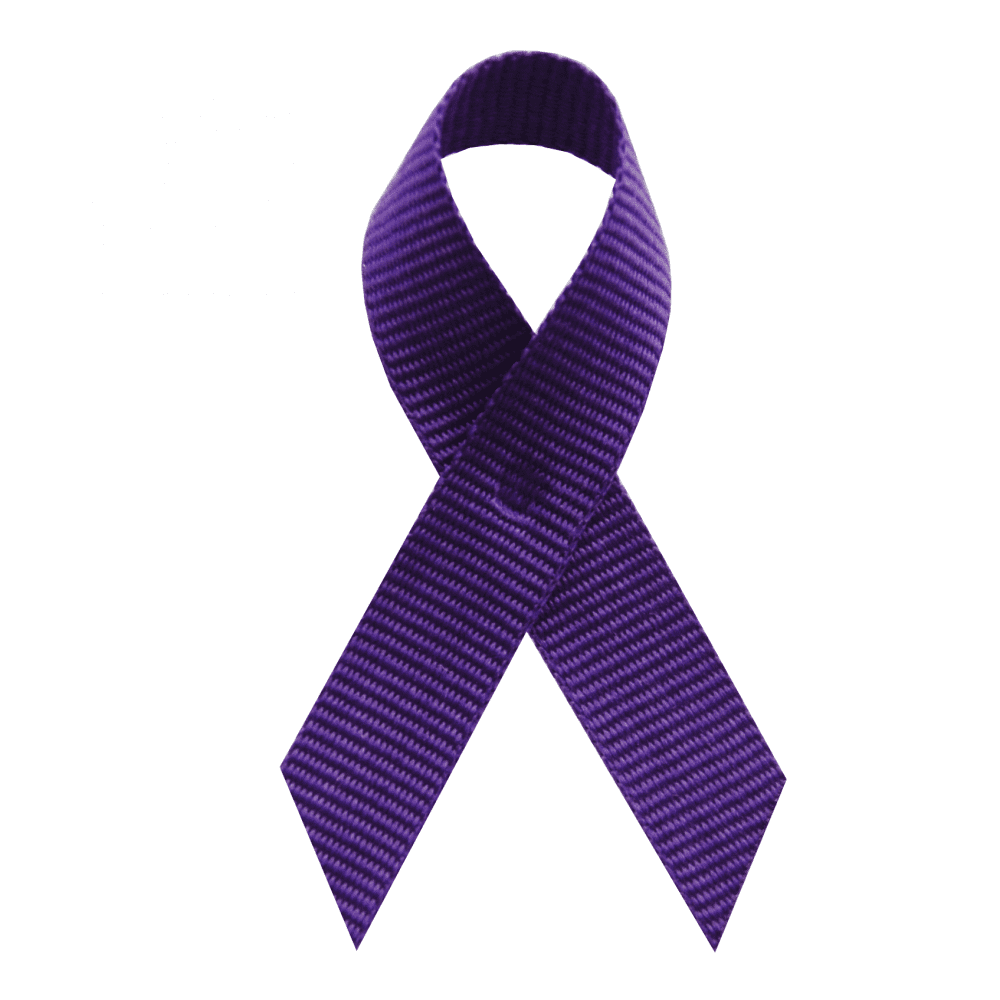 USA Made Purple Grosgrain Awareness Ribbons - Bag of 125 Fabric Ribbons w/ Clutch Pins (Many Colors Available) (Pin Already Attached)