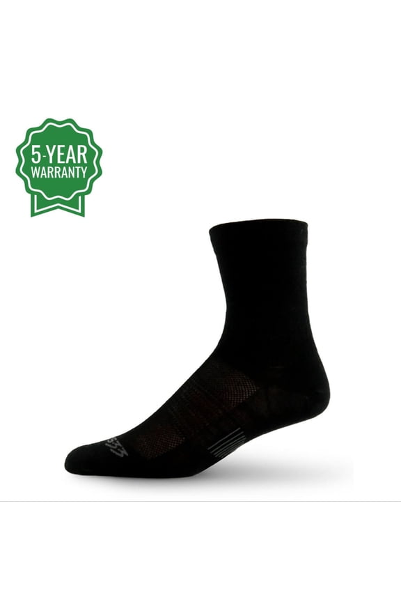 USA Made - Running Mini Crew Socks - Merino Wool Micro Cushion - Moisture Wicking Running Sock - Black - Large