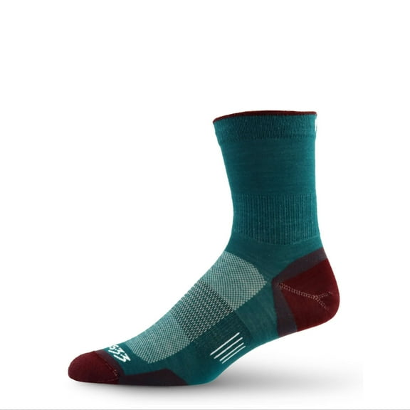 USA Made - Running Mini Crew Socks - Merino Wool Micro Cushion - Moisture Wicking Running Sock - Teal - Medium