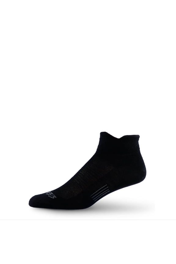 USA Made - Running No Show Socks - Merino Wool Micro Cushion - Moisture Wicking Running Sock - Black - Large