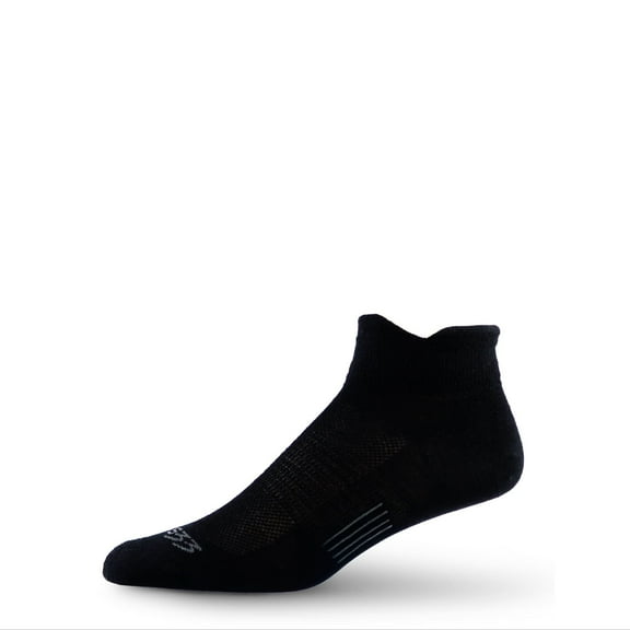 USA Made - Running No Show Socks - Merino Wool Micro Cushion - Moisture Wicking Running Sock - Black - Medium