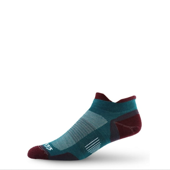 USA Made - Running No Show Socks - Merino Wool Micro Cushion - Moisture Wicking Running Sock - Teal - Medium