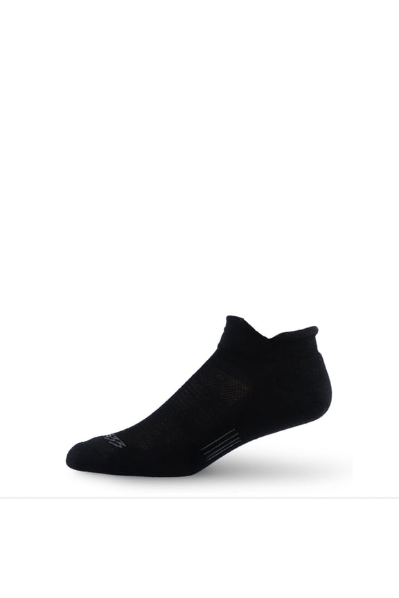 USA Made - Trail Running No Show Socks - Merino Wool Full Cushion Sock - Moisture Wicking Running Sock - Black - Medium