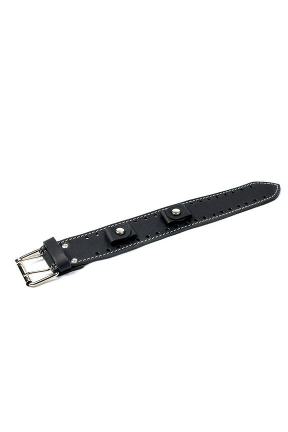 Wide Black Leather Watch Band Strap