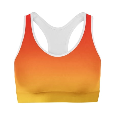 USA Made Women Ombre Sports Bra, Red Yellow Colors, 100% Lycra Fabric, Female