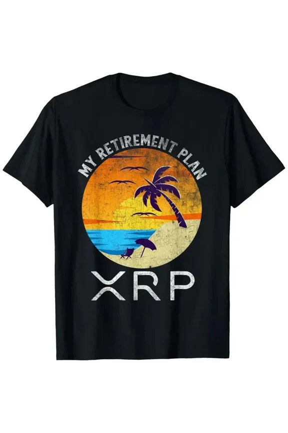 USA Made XRP Ripple T-Shirt Crypto Retirement Plan Beach Vacation Mens Tee