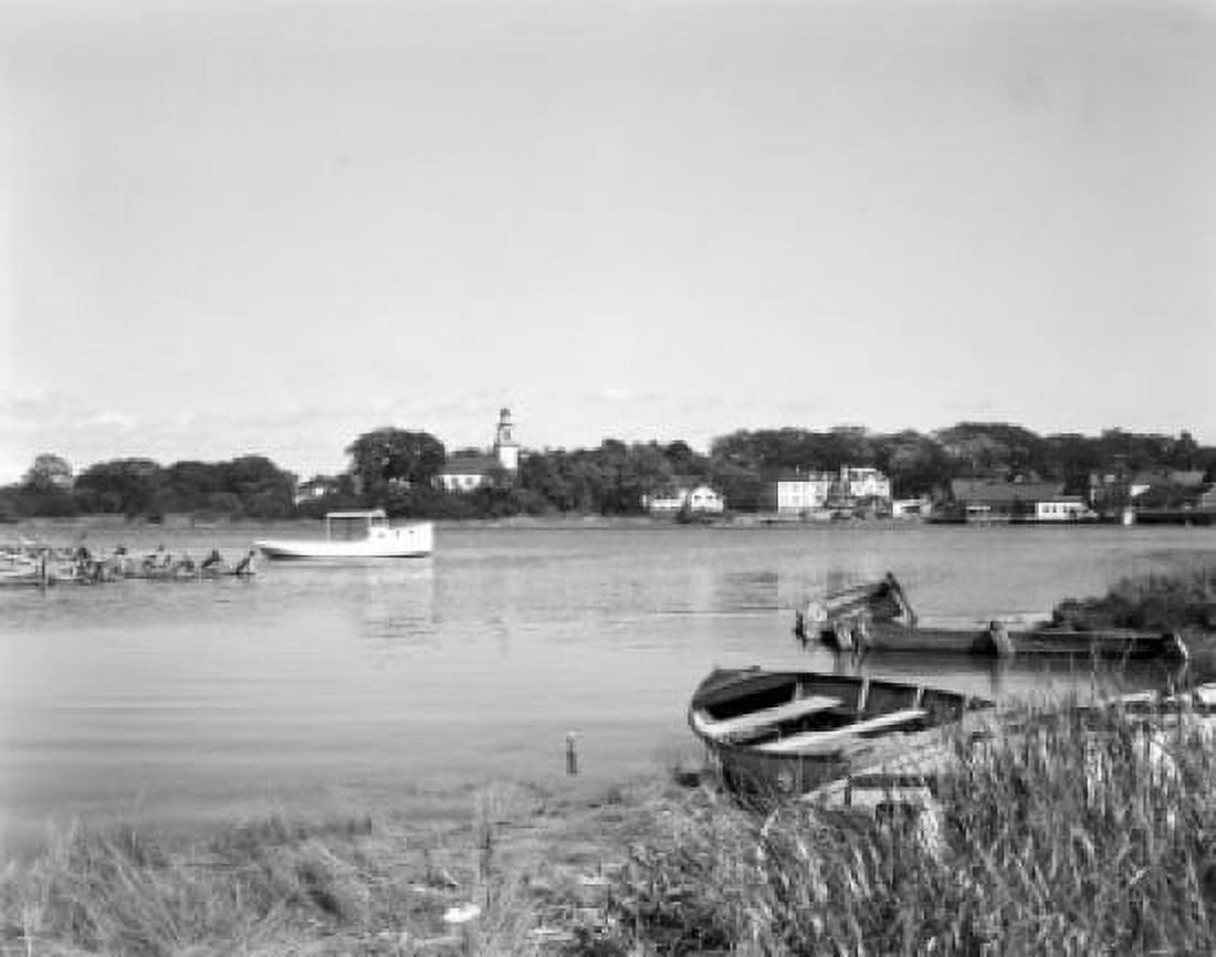 USA Maine Kennebunkport Rowing boat in bay Canvas Art - (18 x 24)