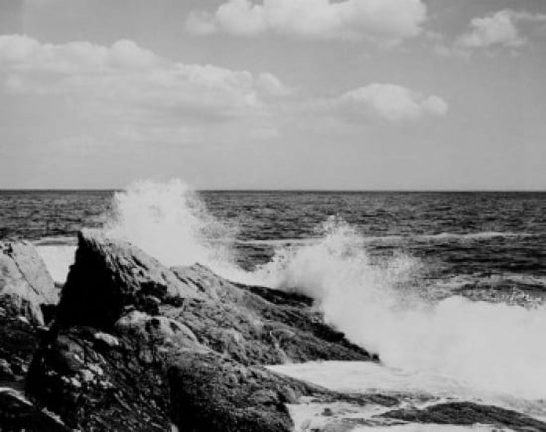 USA Maine Permaquid Point sea waves crashing against rock on shore Canvas Art - (18 x 24)