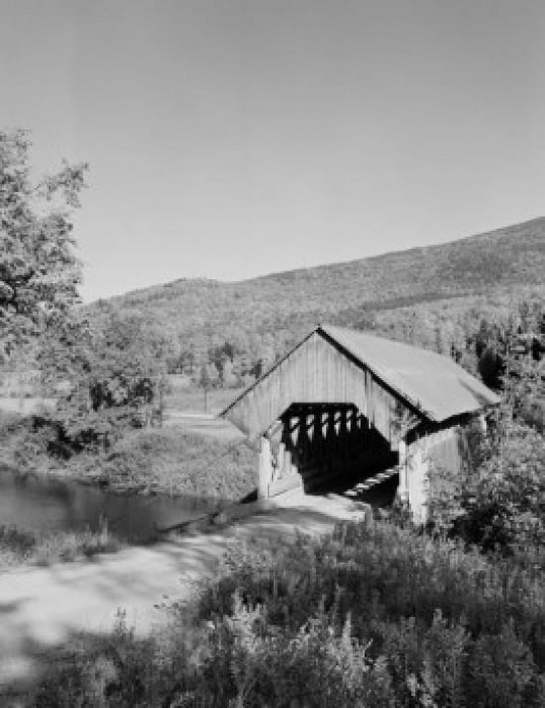 USA Maine Wilsons Mills covered bridge on Magalloway River Canvas Art - (18 x 24)