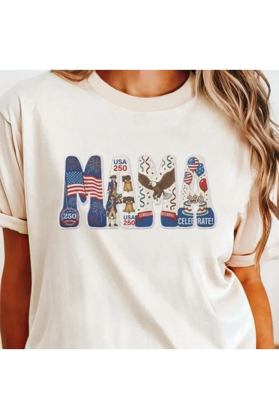USA Mama America 250th Tee, Vintage Birthday Gift
