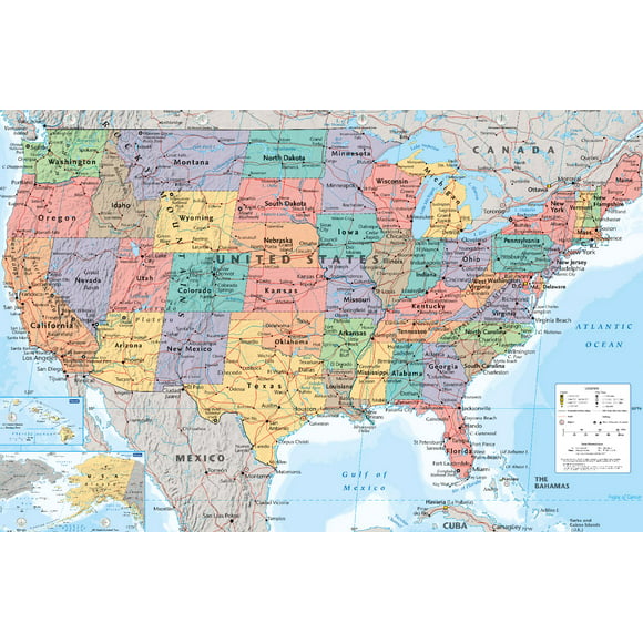USA Map 2023 Wall Poster, 22.375" x 34"