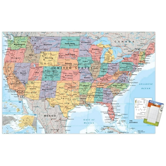 USA Map 2023 Wall Poster, 22.375" x 34"