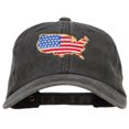 thumbnail image 1 of USA Map Flag Embroidered Washed Buckle Cap - Black OSFM, 1 of 5