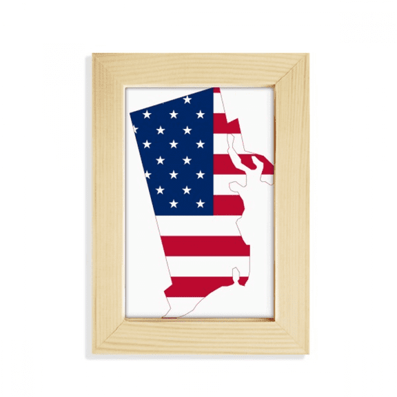 USA Map Stars Stripes Flag Desktop Display Photo Frame Picture Art Painting 5x7 inch