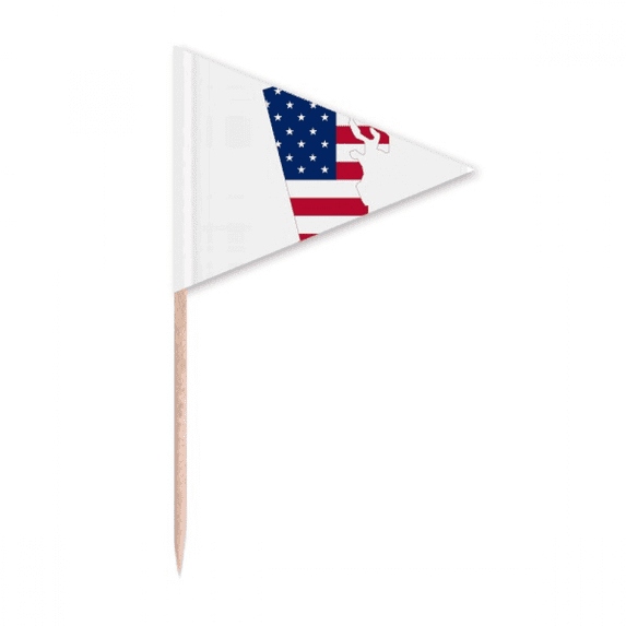 USA Map Stars Stripes Flag Toothpick Triangle Cupcake Toppers Flag