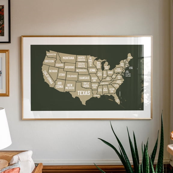 USA Map Travel Travel Inspired Living Room Office Wall Decor Unframed Paper Print