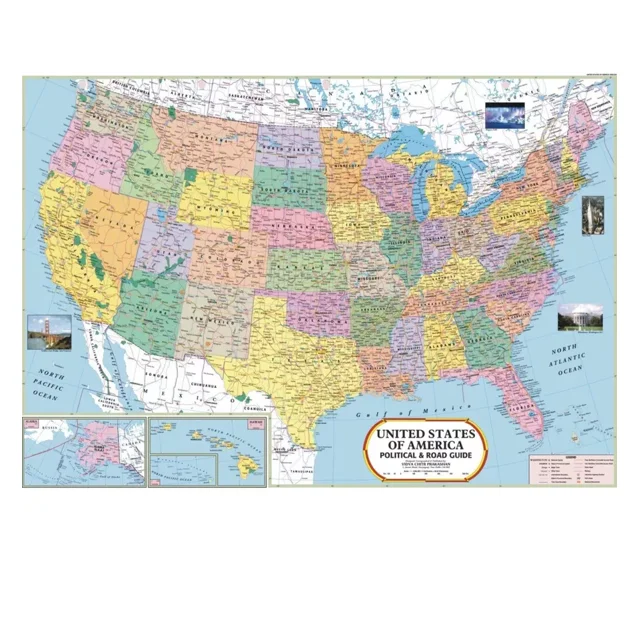 USA Map-United States Of America Map,Wall Poster- 70 X 100 Cm Laminated ...