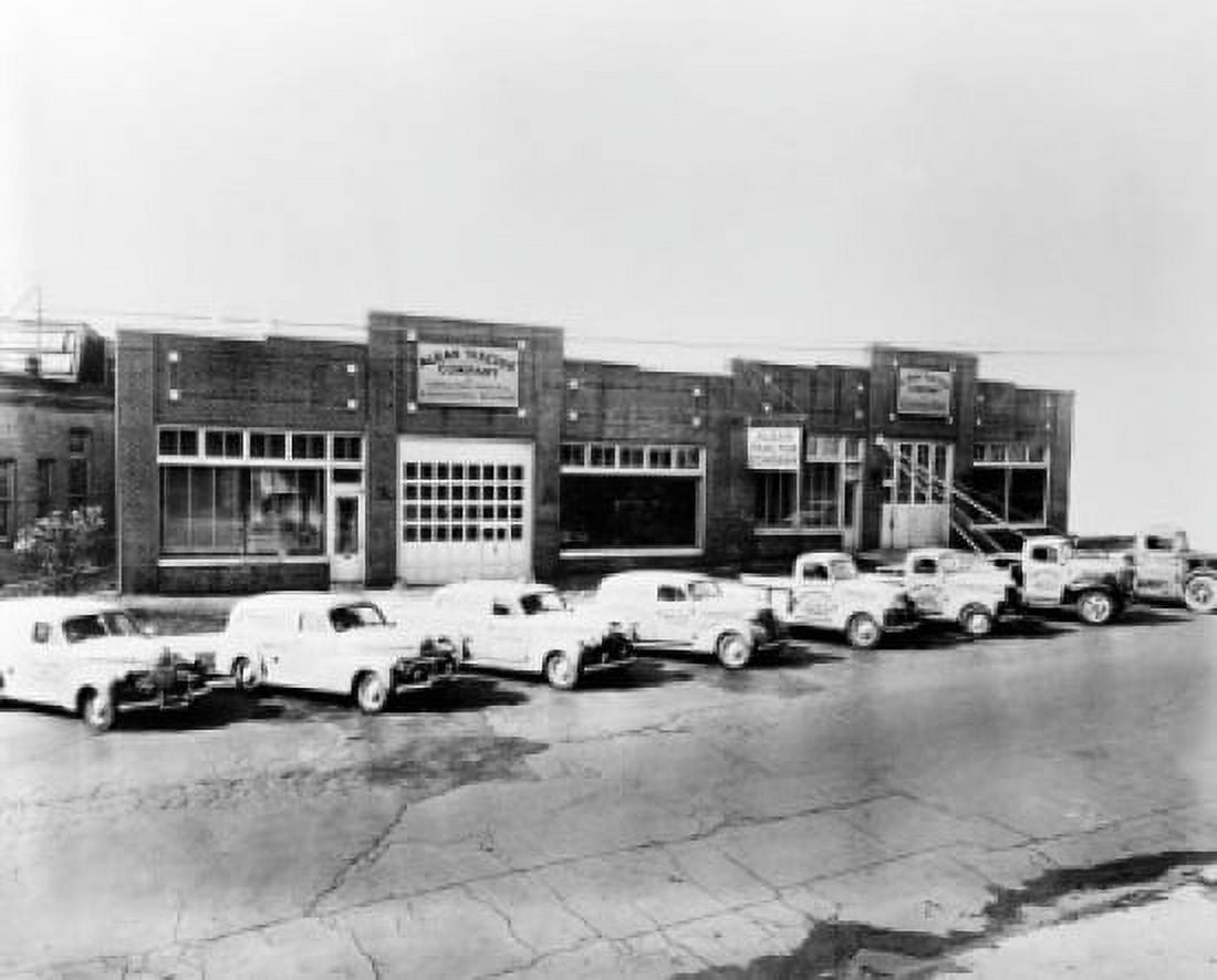 USA Maryland Baltimore Alban Tractor Co Trucks in front of factory Canvas Art - (18 x 24)