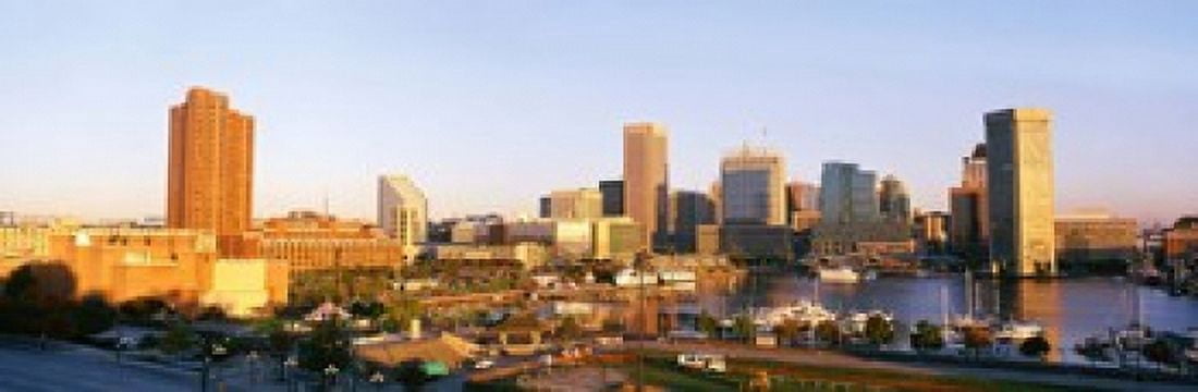 USA Maryland Baltimore High angle view from Federal Hill Parkof Inner Harbor area and skyline Canvas Art - Panoramic Images (36 x 12)