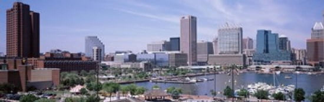 USA Maryland Baltimore High angle view of Inner Harbor Canvas Art - Panoramic Images (18 x 6)