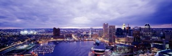 USA Maryland Baltimore cityscape Canvas Art - Panoramic Images (36 x 12)