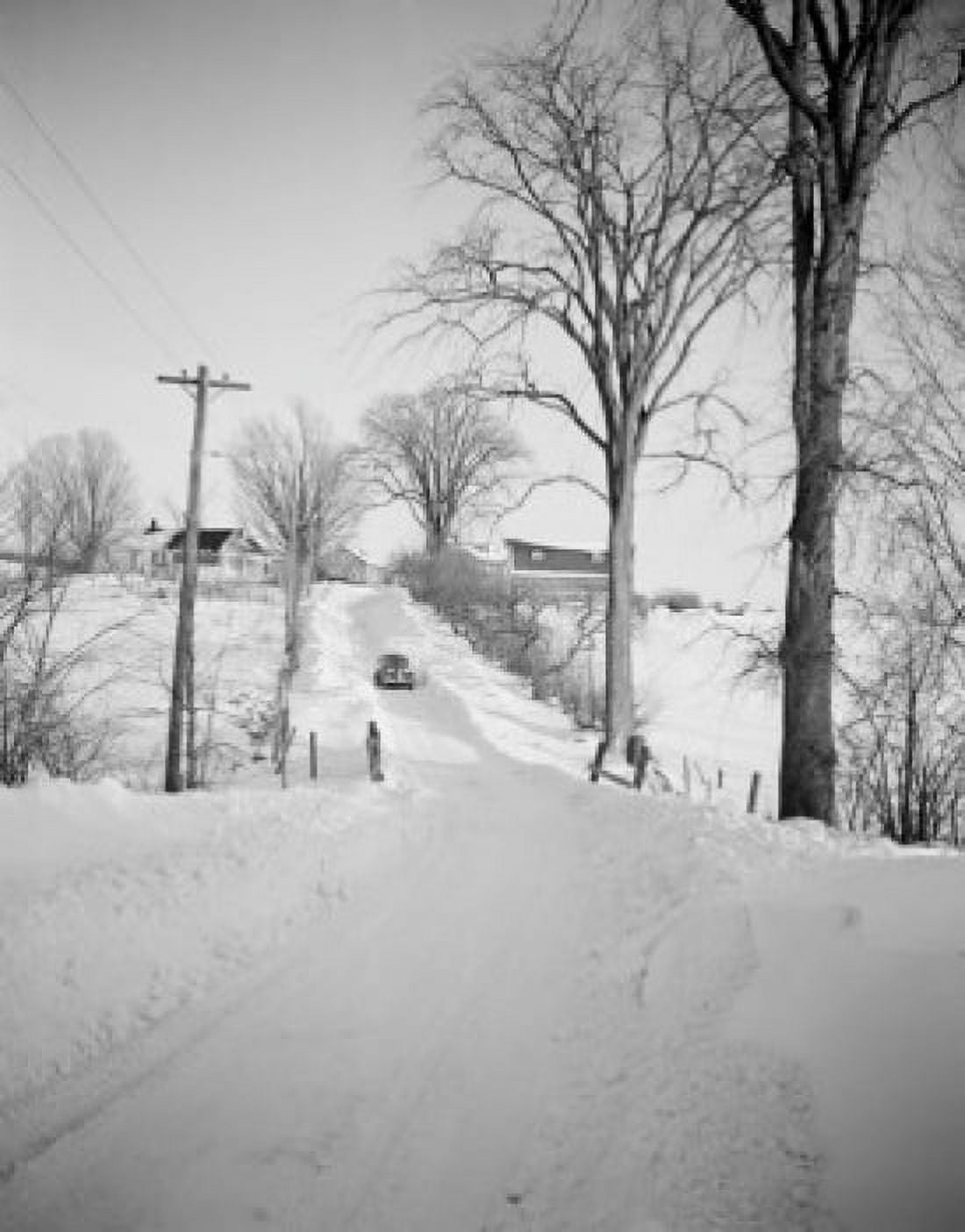 USA Massachusetts Adams snowy country road Canvas Art - (18 x 24)