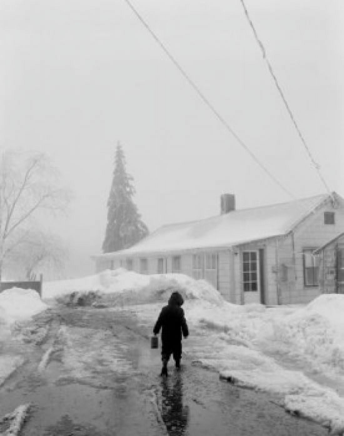 USA Massachusetts Berkshire County person on snowy driveway Canvas Art - (18 x 24)