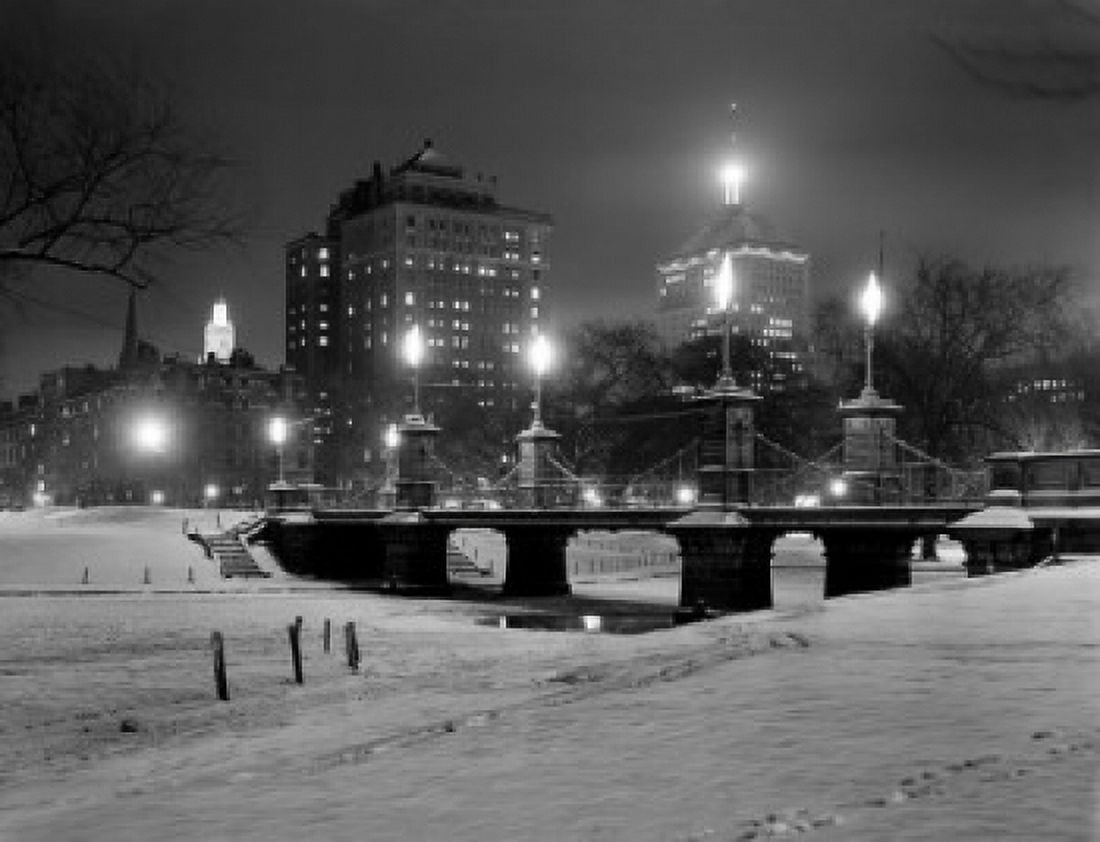 USA Massachusetts Boston Bridge and buildings illuminated by night Canvas Art - (18 x 24)