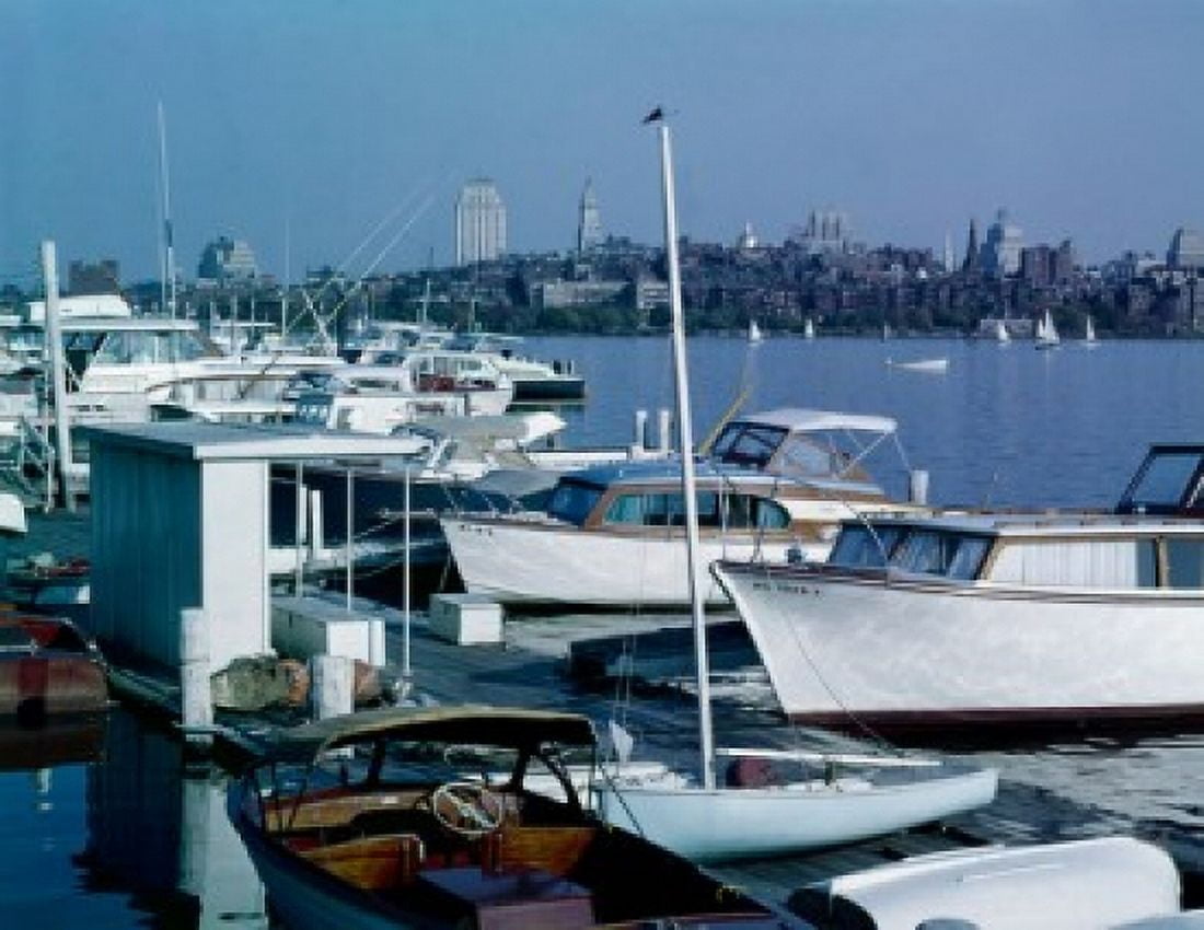 USA Massachusetts Boston Dock with moored yachts Canvas Art - (18 x 24)