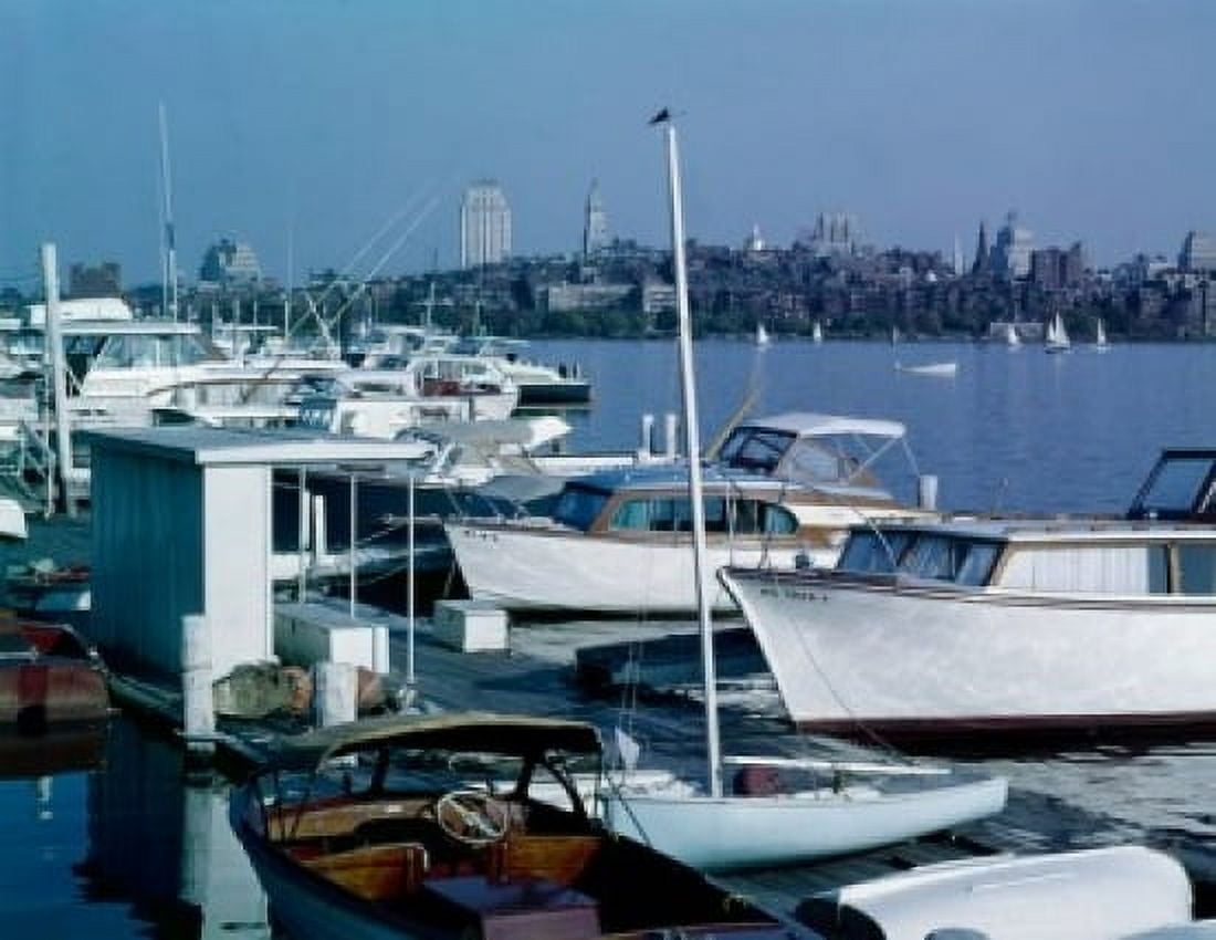 USA Massachusetts Boston Dock with moored yachts Canvas Art - (24 x 36)