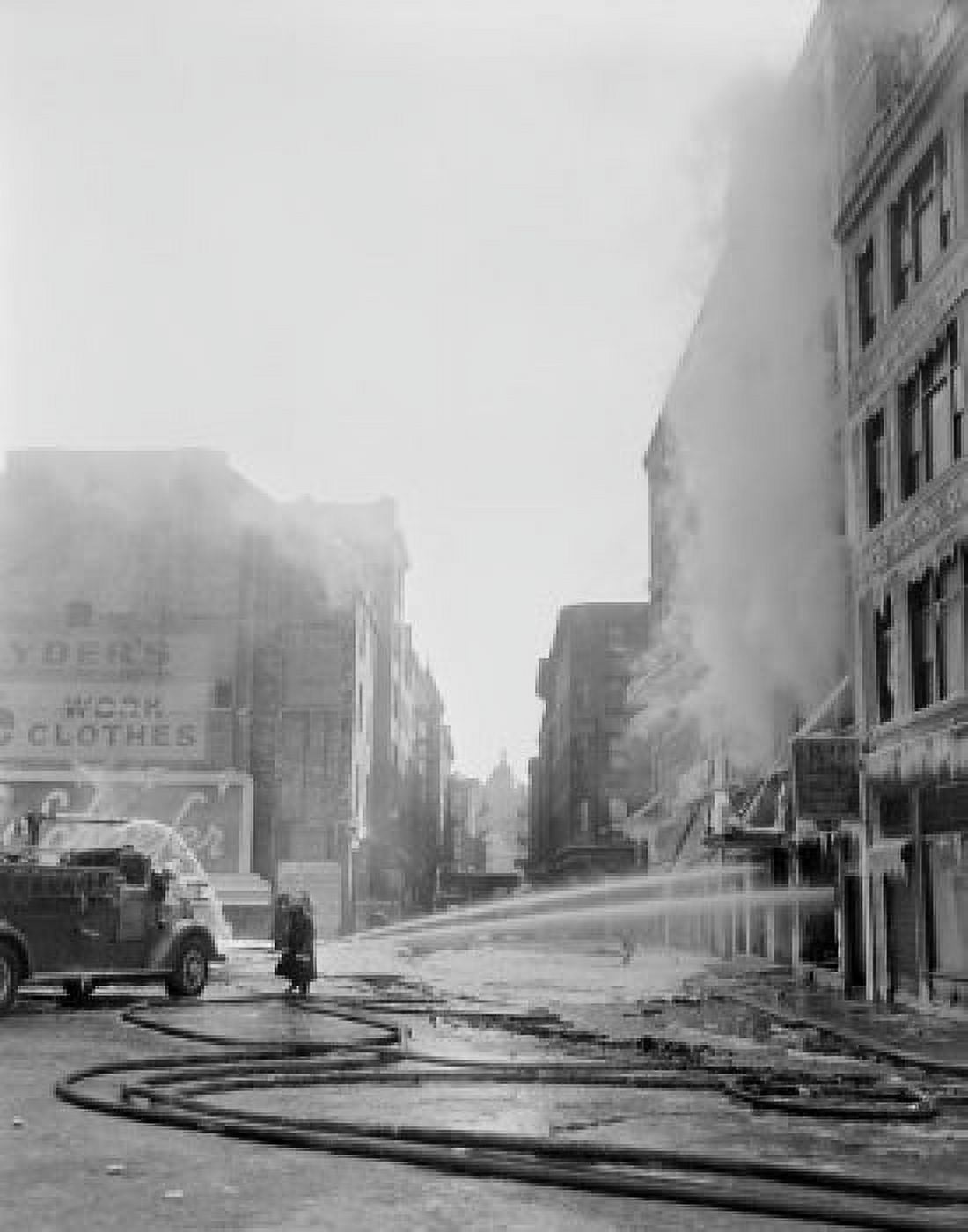USA Massachusetts Boston Fire brigade in action Canvas Art - (24 x 36)