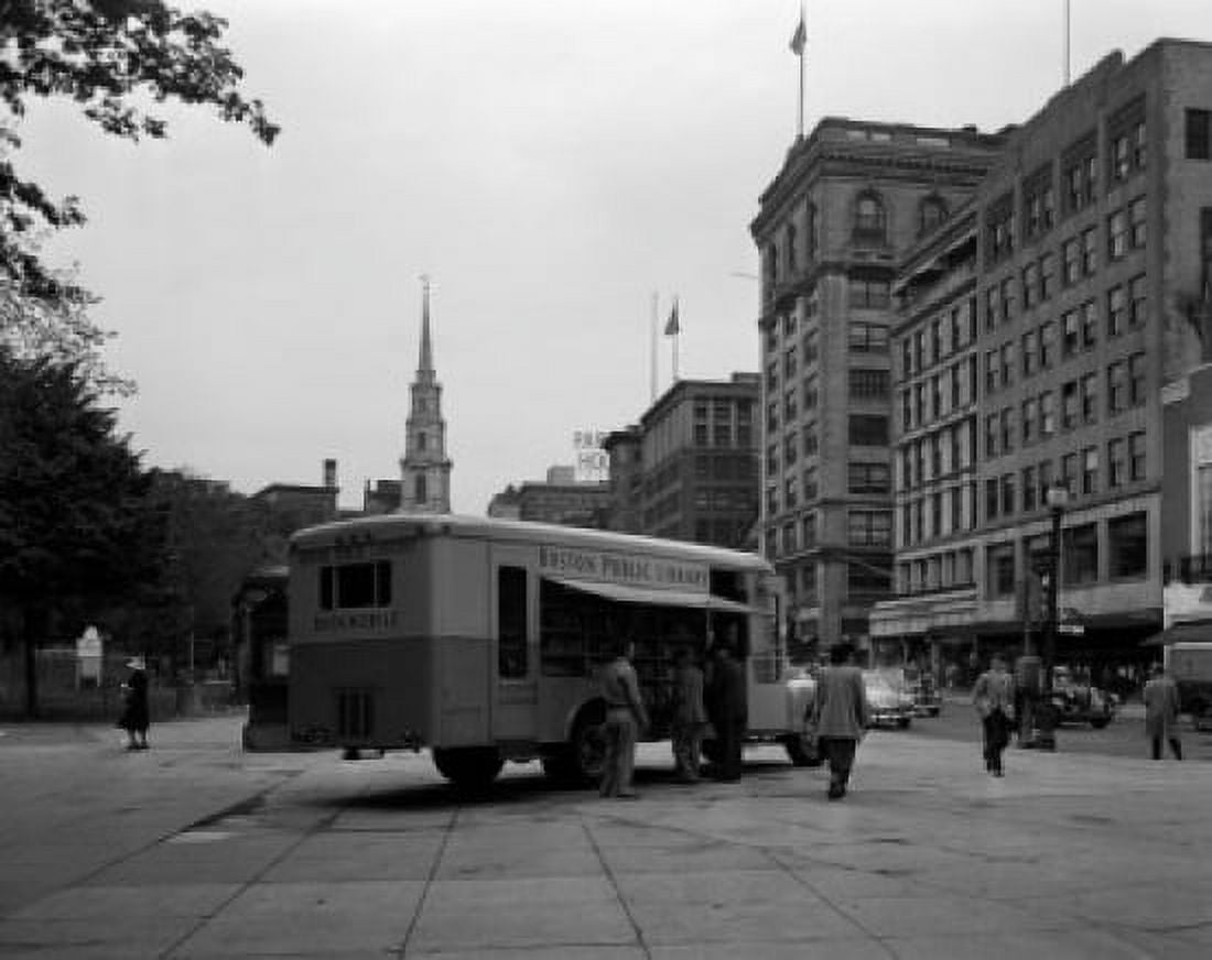USA Massachusetts Boston Library bookmobile Canvas Art - (18 x 24)