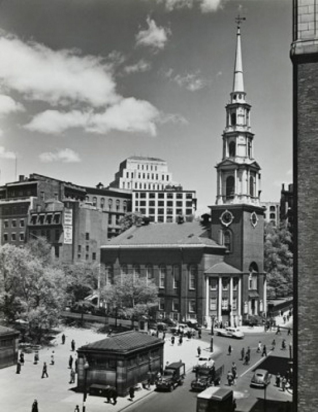 USA Massachusetts Boston Park Street Church high angle view of church building Canvas Art - (24 x 36)
