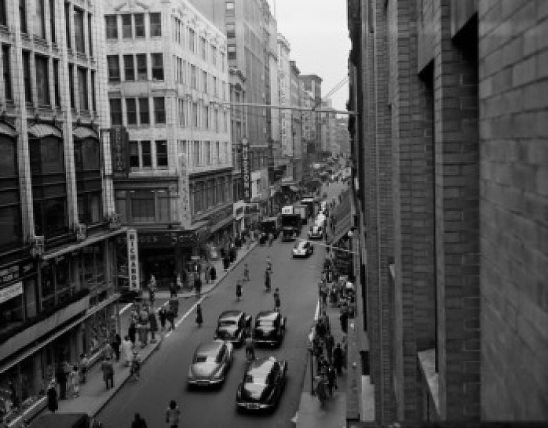 USA Massachusetts Boston Street scene high angle view Canvas Art - (24 x 36)