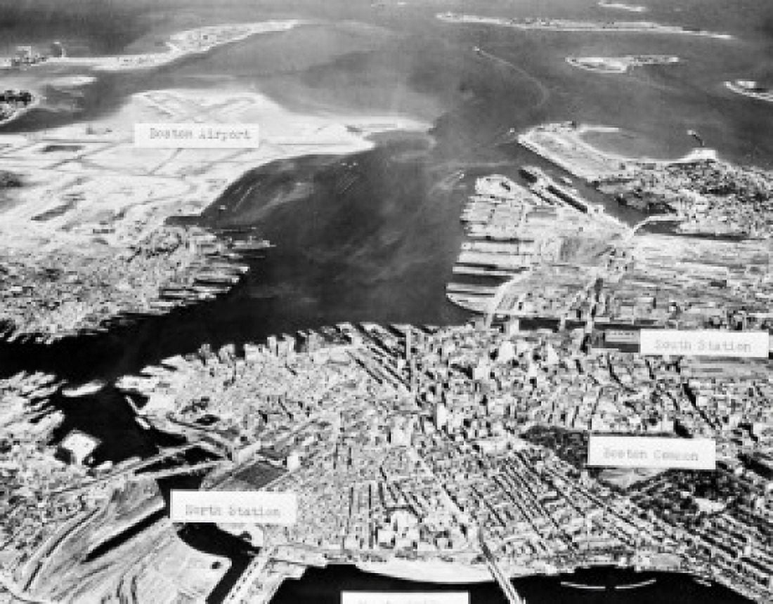 USA Massachusetts Boston aerial view of city Canvas Art - (24 x 36)