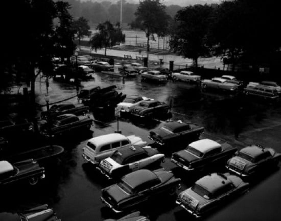 USA Massachusetts Boston cars on parking Canvas Art - (24 x 36)