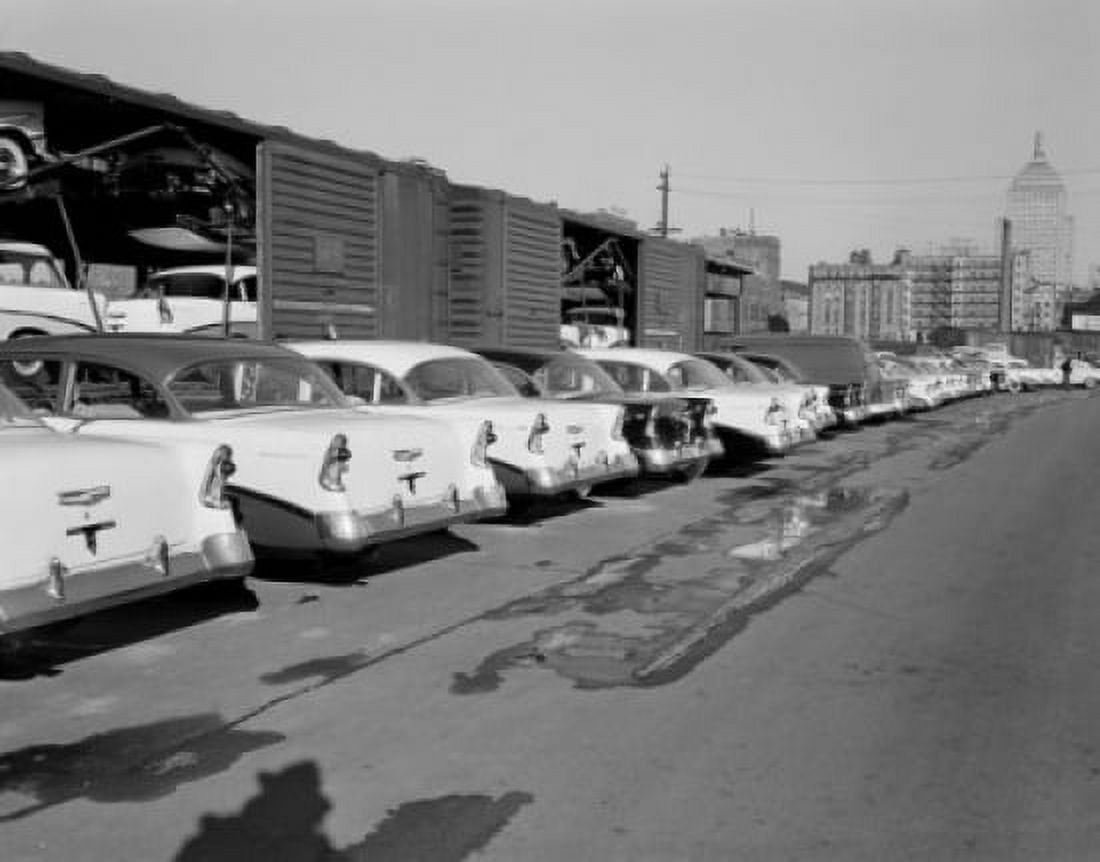 USA Massachusetts Boston new cars parked Canvas Art - (24 x 36)