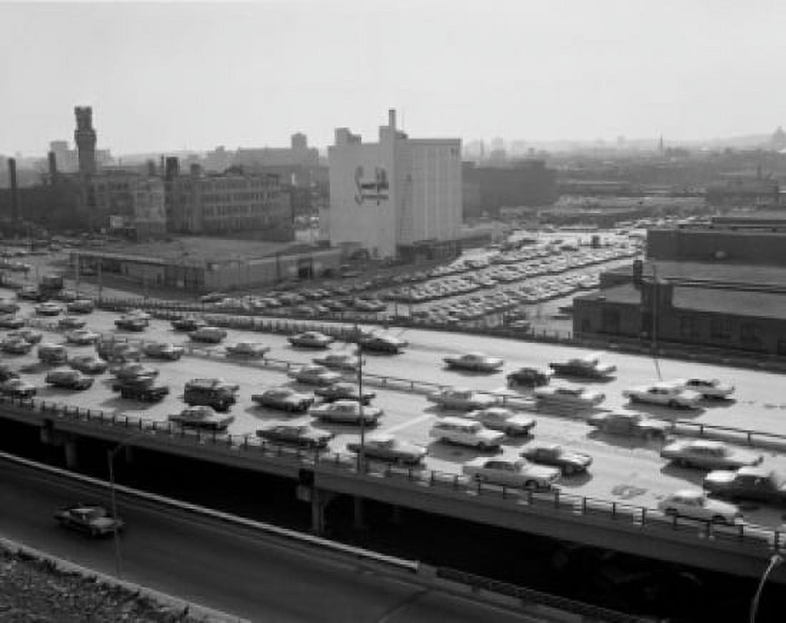 USA Massachusetts Boston overpass with traffic Canvas Art - (18 x 24)