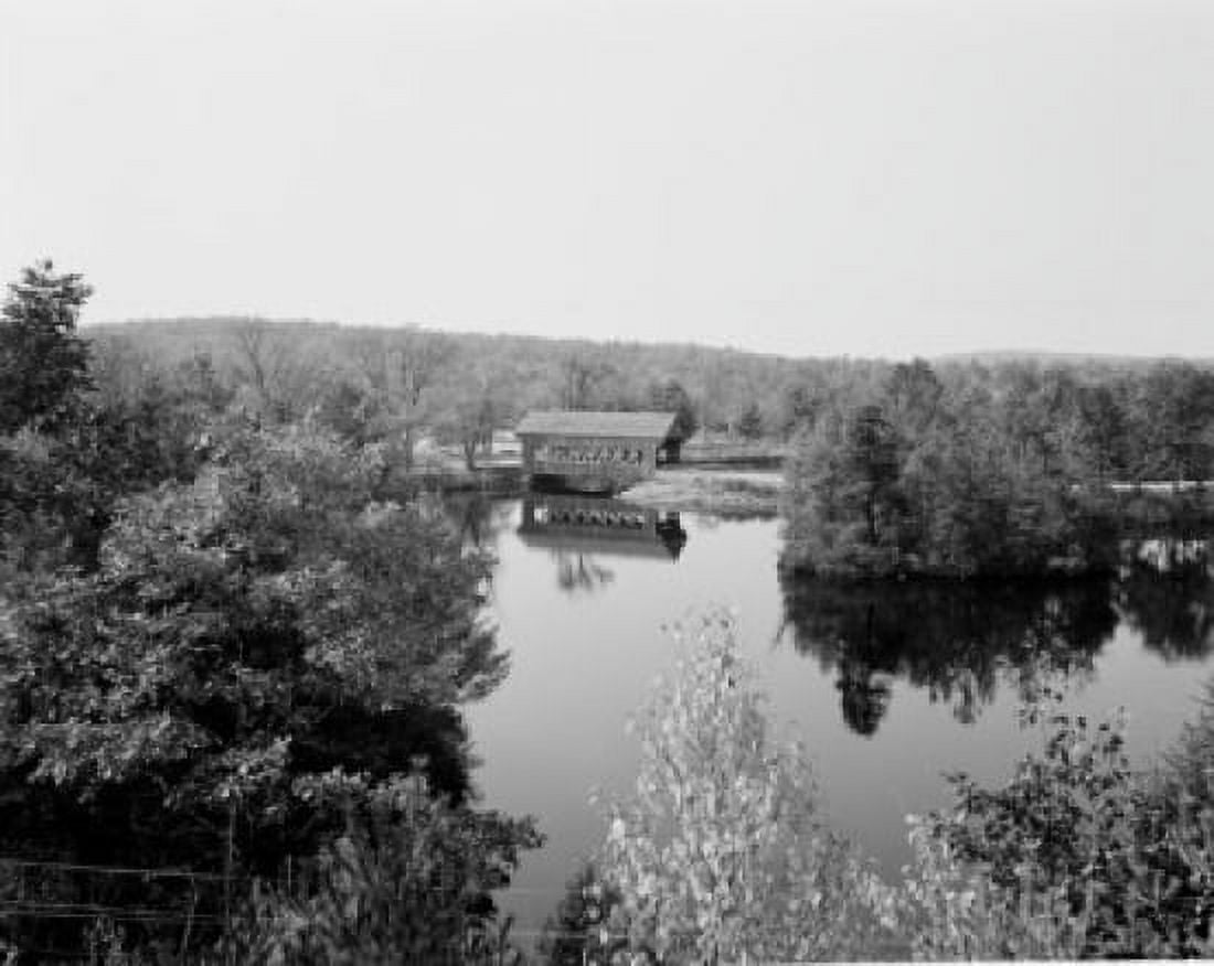 USA Massachusetts Old Sturbridge Village covered bridge Canvas Art - (24 x 36)